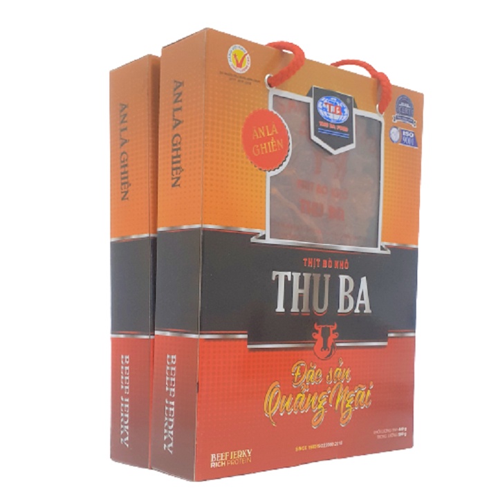 Combo 2 hộp khô bò sợi 500gr quà Tết hiệu Thu Ba Quảng Ngãi đặc sản miền Trung | BigBuy360 - bigbuy360.vn