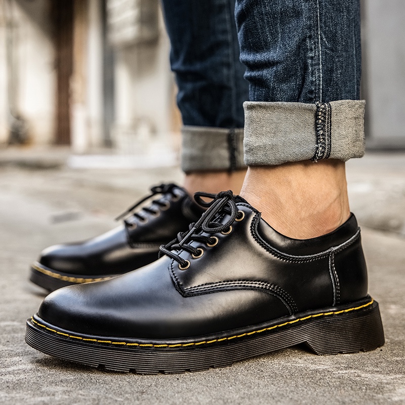 Giày Bốt Martin Da Thật Cổ Thấp Size Lớn 38-48 Thời Trang Cho Nam Giày Bốt Martin Phong Cách Retro Thời Trang