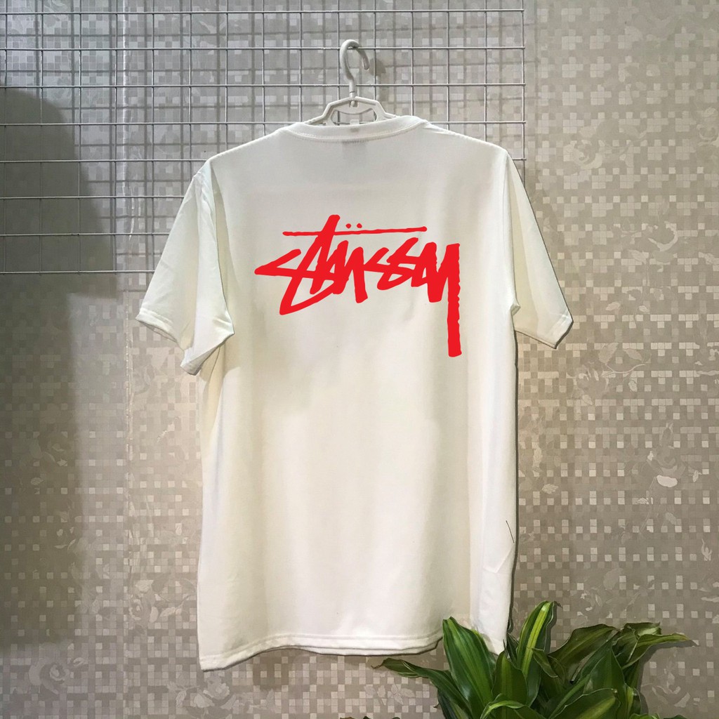 Áo thun tay lỡ stussy logo chữ đủ màu form rộng unisex