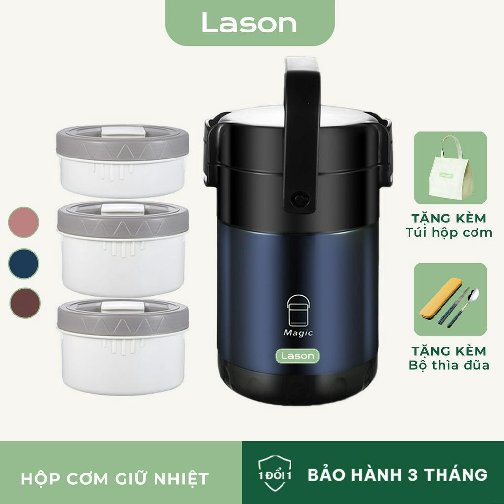 Hộp cơm giữ nhiệt Lason Magic 2300ml, cà men đựng cơm, cặp lồng ủ nóng giữ nhiệt 8-12 tiếng CB-HC-GN07
