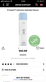 [SALE 35%] Serum dưỡng da Drunk Elephant B-Hydra™ Intensive Hydration $49
