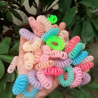 Combo 10 dây cột tóc lò xo màu/đen/trong (cở 2-3cm)