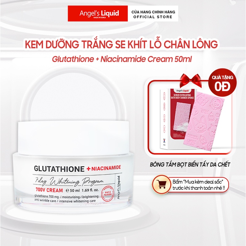 Kem Dưỡng Trắng Se Khít Lỗ Chân Lông Angel's Liquid Glutathione + Niacinamide 7Day Whitening Program 700V-Cream 50ml