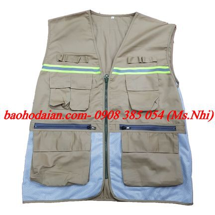 Áo bảo hộ lao động Gile vải kaki 65/35- Hình thật
