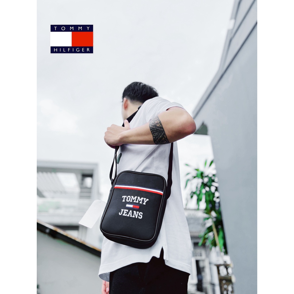 Túi đeo chéo hình chữ nhật mini SHOULDER TOMMY JEAN nhỏ gọn chống nước tốt logo thêu đẹp mắt tỉ mỉ