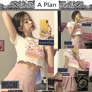 【Aplan】áo croptop nữ  Short-sleeved T-shirt for girls