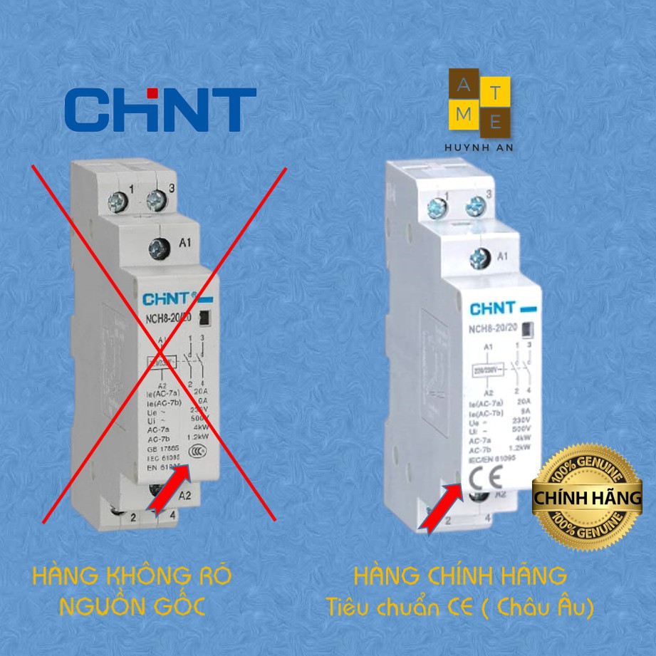 Khởi động từ dạng module 2P NCH8 20A - 63A  tiếp điểm 2NO ,điện áp cuộn dây 230/240VAC - Hãng CHINT