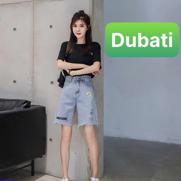 QUẦN SHORT SỌT JEAN NỮ, KIỂU NGỐ LỬNG LƯNG CAO HOA CÚC CHẤT LIỆU BỀN ĐẸP TRẺ TRUNG- DB 230- DUBATI FASHION