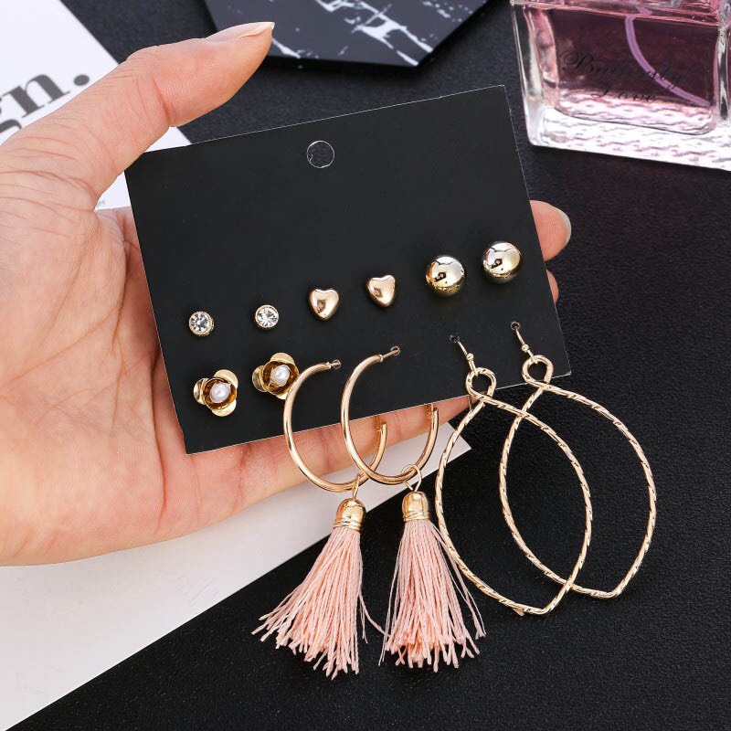 [Set 6 Đôi] Bông Tai Nữ Cao Cấp ERASHOP 076707 - Tua Rua Phong Cách Vintage, Phù Hợp Đi Biển, Du Lịch, Siêu Rẻ Đẹp