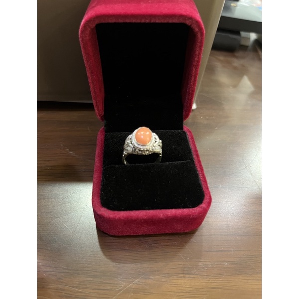 Nhẫn khắc silver mặt màu cam