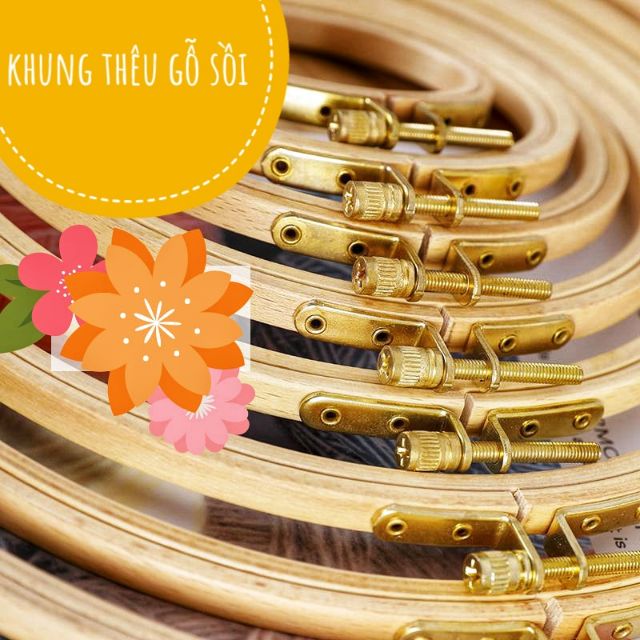 Khung thêu gỗ, chốt vàng