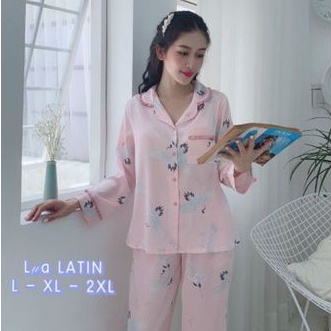 Đồ Bộ Pijama Lụa Latin Cao Cấp Siêu Mềm Mượt Quần Dài Tay Dài Size L XL 2XL Giảm 10K Đơn 200K