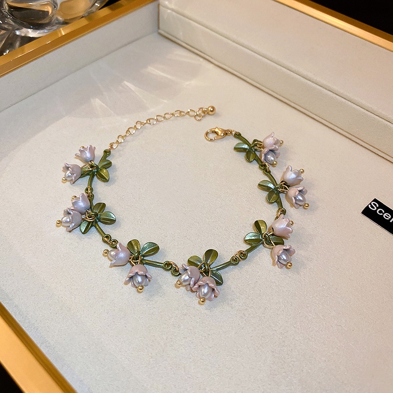 Vòng Tay Ngọc Trai Hình Hoa Lan Xinh Xắn Thời Trang Mùa Xuân Cho Nữ