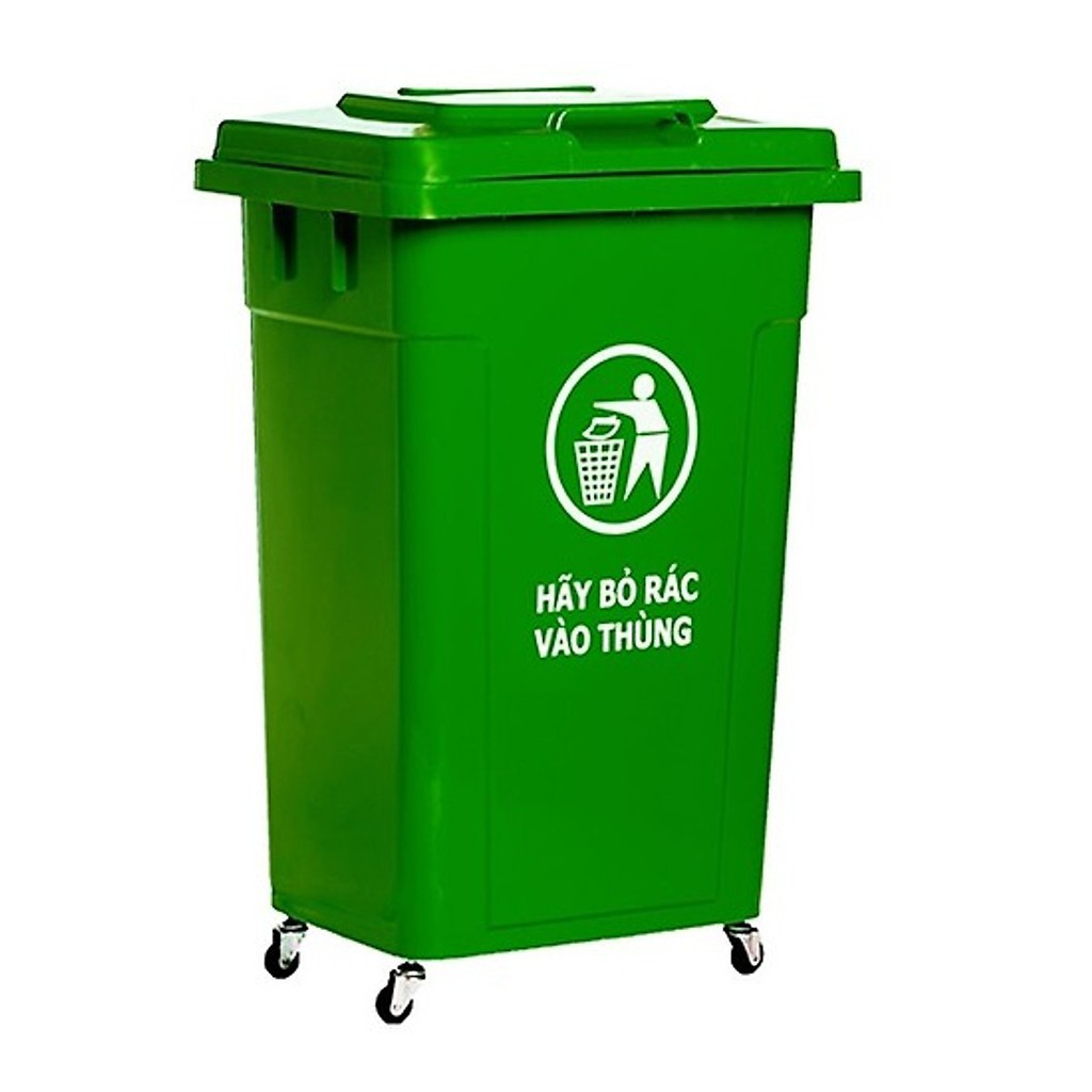 Thùng rác nhựa công nghiệp HDPE Song Long 60L - 42 x 47 x 65 (cm) có bánh xe