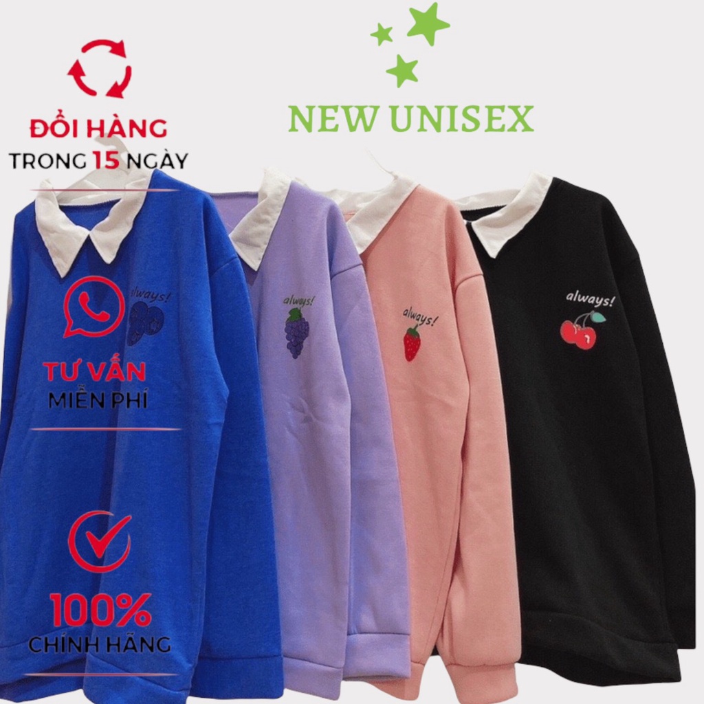 Áo Hoodie Nữ phong cách thu đông cá tính chất nỉ trần bông hình quả cổ lọ mặc đi học siêu xinh siêu cute TP [NewUnisex]