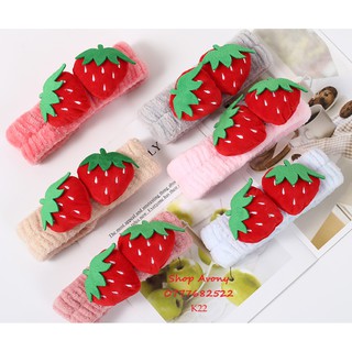 🍓Băng đô rửa mặt - make up 2 trái dâu to