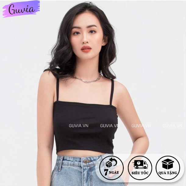 Áo Croptop 2 DÂY VẢI Phong Cách, Áo kiểu nữ chất vải tốt mặc đẹp nhiều màu GUVIA CR74