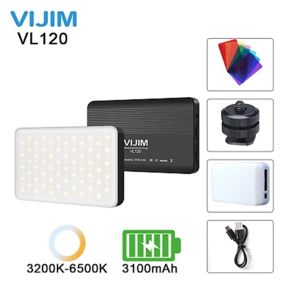 Đèn Led Ulanzi VL120 Bi-Color 3200K-5600K, Led Video Light cho Máy Ảnh, Máy Quay, Điện Thoại