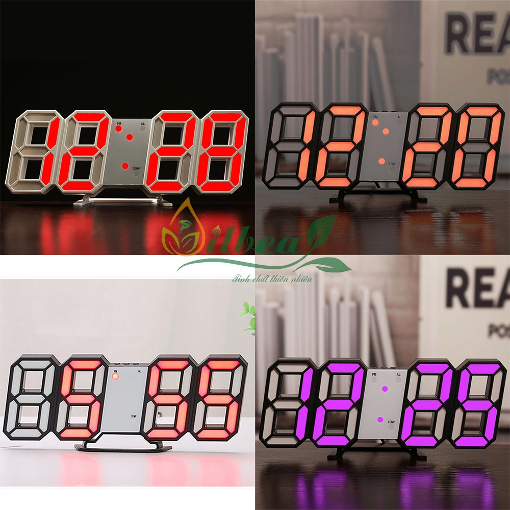 Đồng Hồ LED 3D Để Bàn, Treo Tường Thông Minh Smart Clock Với Chức Năng Báo Thức, Nhiệt Độ, Thời gian, Cảm Biến Âm Thanh