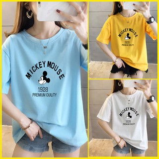 Áo thun tay lỡ nữ form rộng freesize họa tiết mickey phong cách hàn quốc dưới 75kg