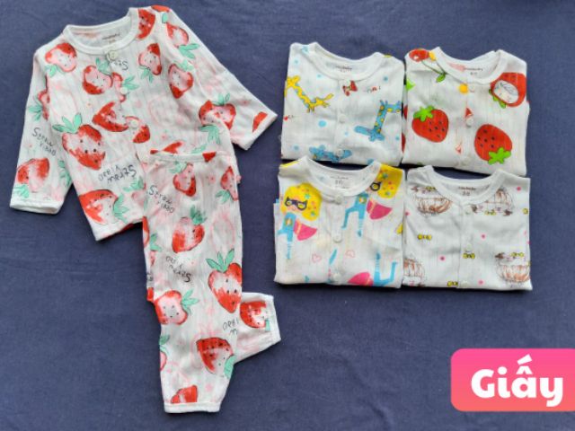 bộ cotton giấy dài tay quần dài CÚC GIỮA bé trai bé gái size 5-16kg5-16kg ko