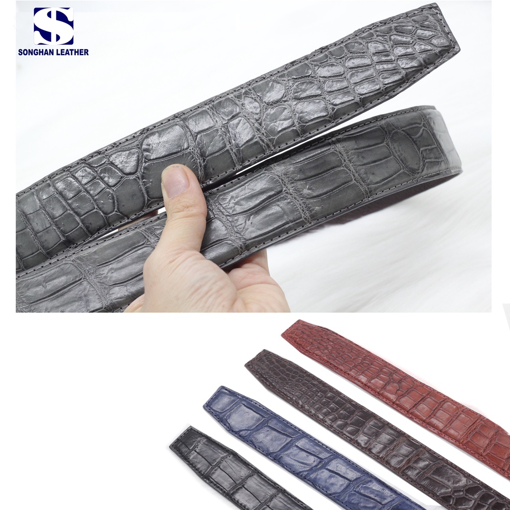 Dây Lưng Da, Thắt Lưng Da Cá Sấu Bản 3.5cm Songhan Leather MB01 Bản Liền Kèm Khóa Trượt Cao Cấp Không Rỉ BH 12 Tháng