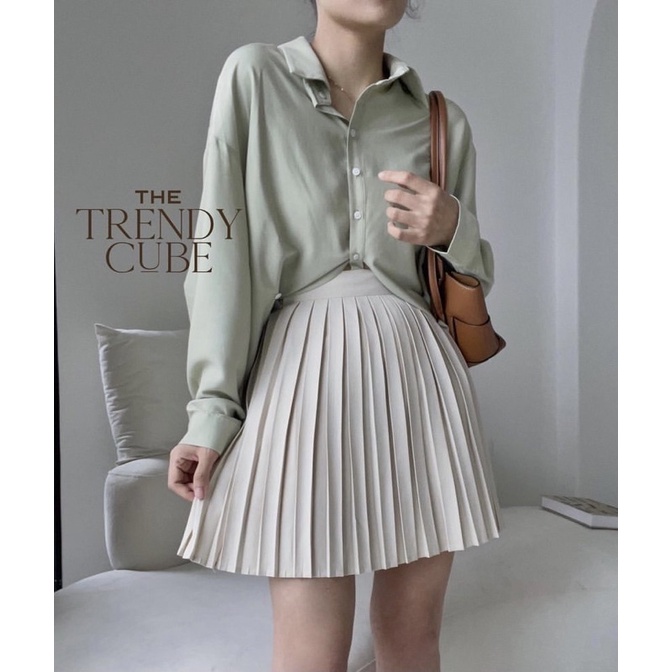 PASS ÁO SƠ MI VẠT CHÉO XANH MINT TRENDY