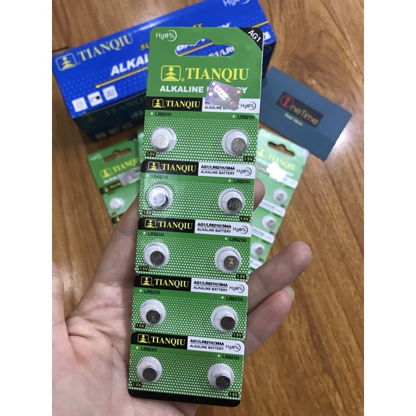 Vỉ 10 viên pin đồng hồ TIANQIU AG1 G1 LR621 SW621 364A 621 chính hãng