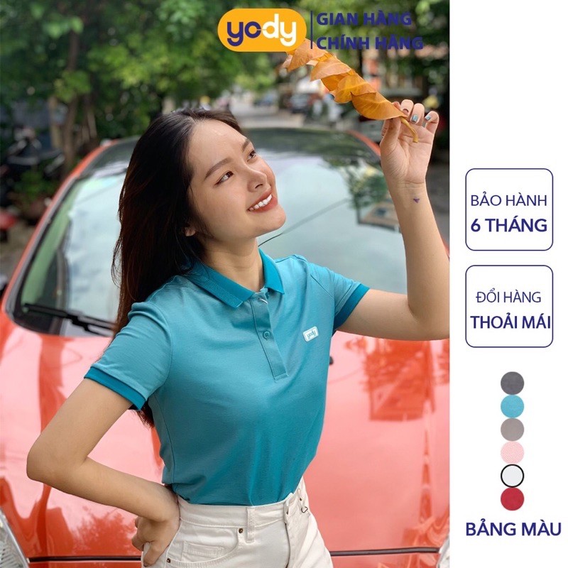 Áo polo nữ mắt chim phối bo