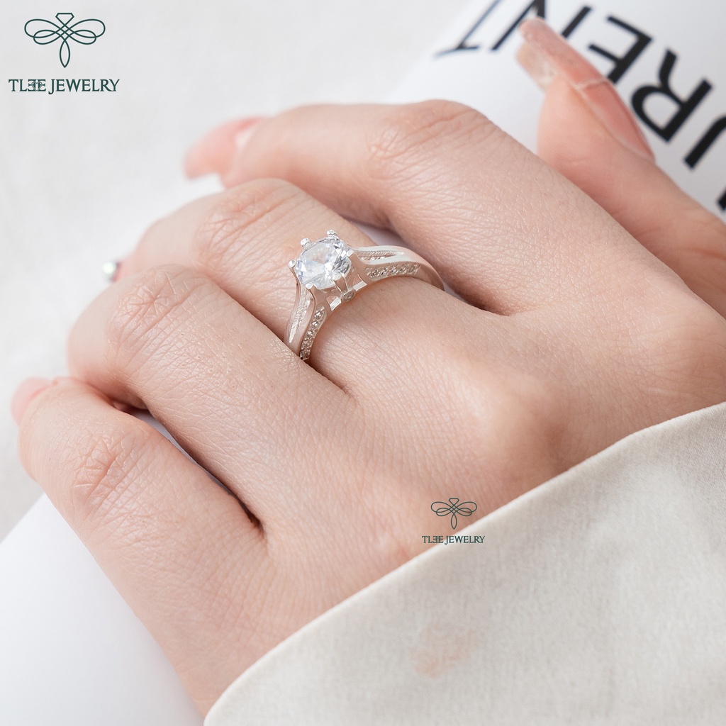 Nhẫn bạc nữ TLEE trụ đá cao 7li viền trơn sang trọng TleeJewelry A0200
