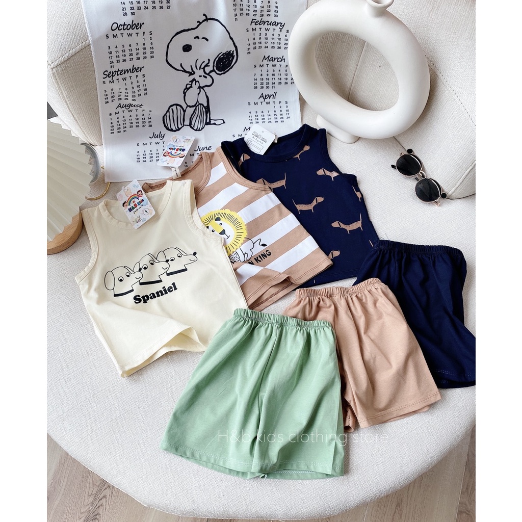 Bộ Ba Lỗ Bé Trai, Bé Gái 10-20kg Chất Cotton QC Co Giãn In Hình Hoạ Tiết, Đồ Sát Nách Cho Bé Mặc Hè - AN.KID