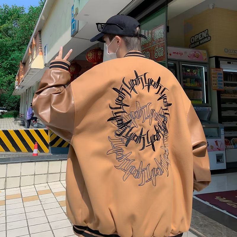 Áo Khoác Bóng Chày Thiết Kế Đơn Giản áo khoác bomber Thời Trang áo khoác bomber nỉ nam Phong Cách Hàn Quốc áo dài tay varsity jacket