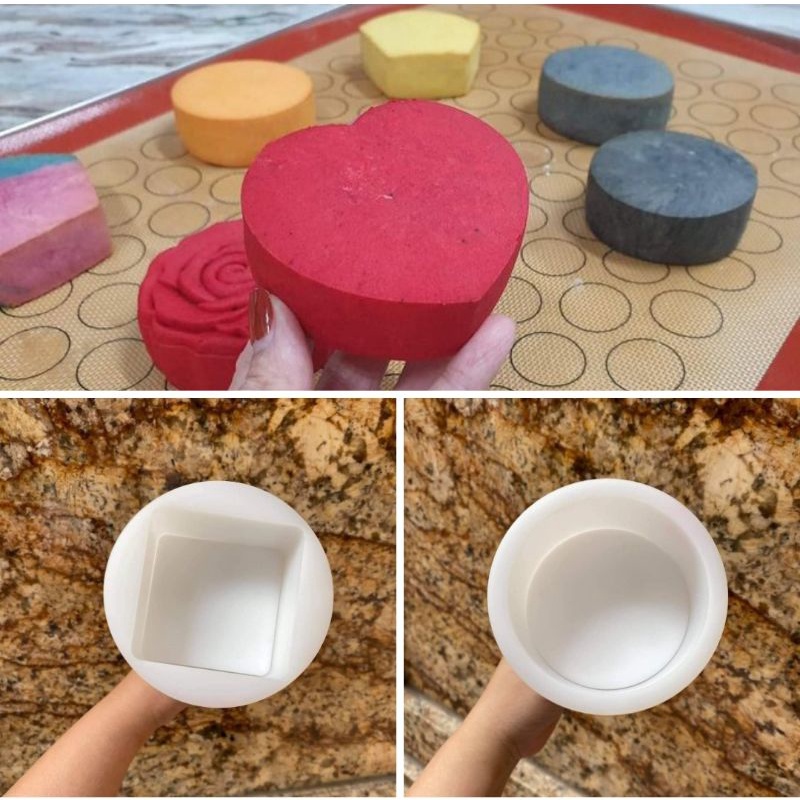 Khuôn trung thu teflon trơn vuông - tròn