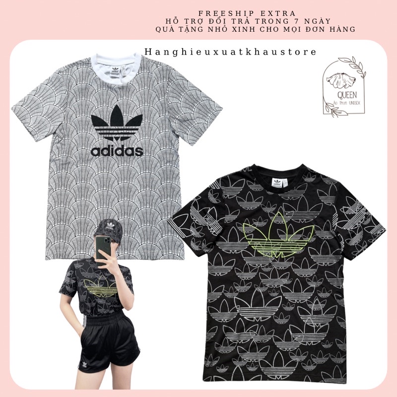 Áo thun Adidas hoạ tiết Logo ba lá made cambodia