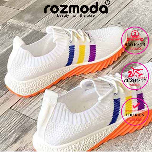Giày lười nữ trắng slipon đế cao su đúc cực kỳ nhẹ, êm chân Rozmoda