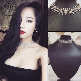 Vòng cổ Choker đính đá nhân tạo độc đáo Vòng Cổ Đính Đá Bạc 925 Chocker răng cưa