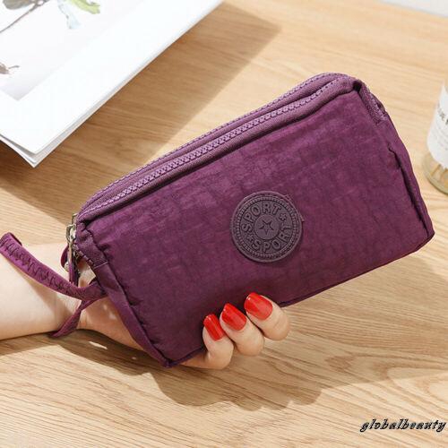 Ví cầm tay 3 ngăn canvas khóa kéo tiện dụng cho nữ