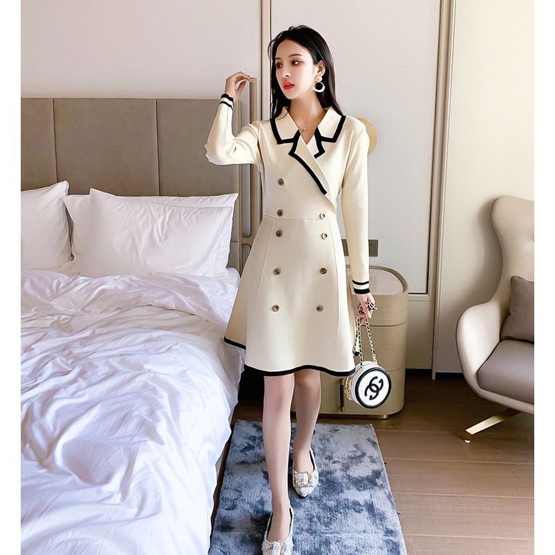 Đầm Nữ Dài Tay Eo Thắt Thời Trang Hàn Quốc 2020