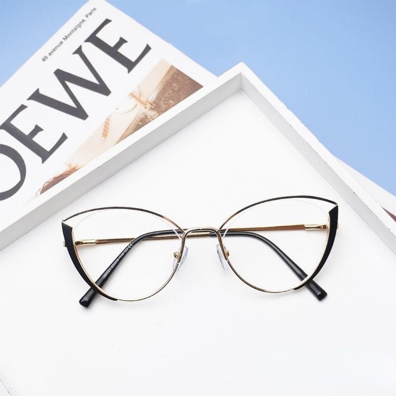 Kính Mát Mắt Mèo Gọng Kim Loại Chống Ánh Sáng Xanh Thời Trang Phương Tây Chất Lượng Cao Cho Nữ