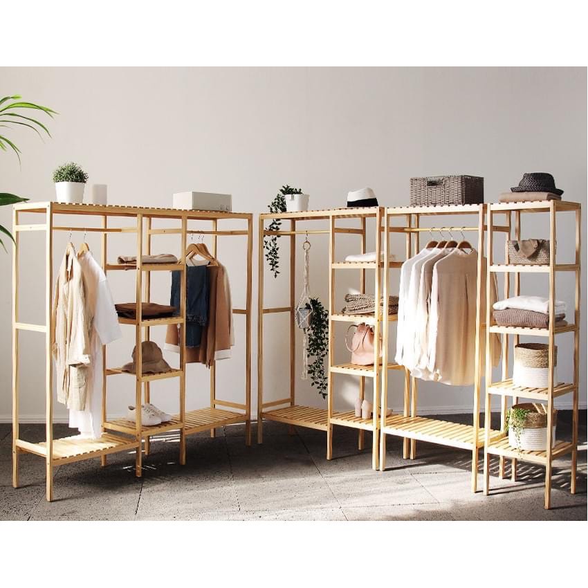 Kệ tủ treo quần áo hàn quốc 3 ngăn gỗ thông mỹ ,kệ treo đồ trang trí phòng ngủ,kệ gỗ Decor.