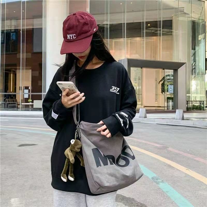 Túi xách vải canvas cỡ lớn thiết kế đơn giản thời trang xinh xắn cho nữ