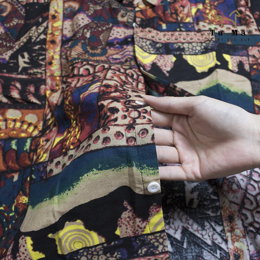 Áo sơ mi họa tiết nam 💝 FREESHIP 💝 ai cập BOHO, sơ mi ngắn tay thổ cẩm độc lạ, vải thoáng mát | BigBuy360 - bigbuy360.vn