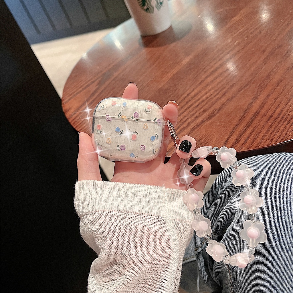 Vỏ Bảo Vệ Hộp Sạc Tai Nghe airpods 3/pro/ 1/2 Bluetooth Không Dây Chất Liệu TPU Mềm Trong Suốt Hình Hoa Dễ Thương