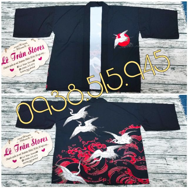 ÁO KHOÁC HAORI HAPPY họa tiết rồng phong cách Harajuku Nhật Bản kimono cá chép Hồng hạc chim cò