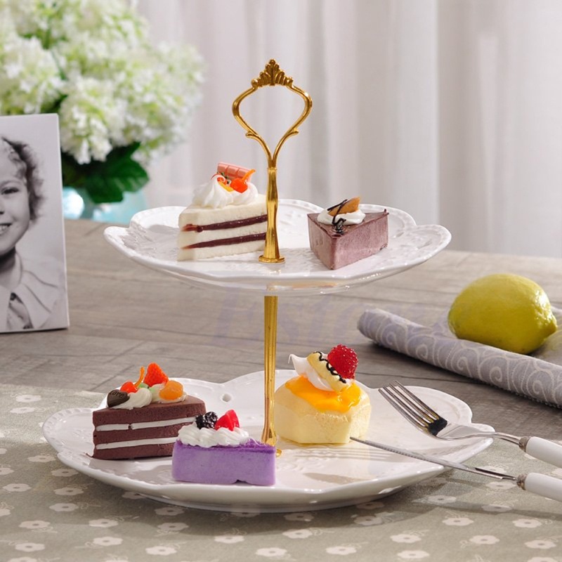 Giá Đỡ Trưng Bày Bánh Cupcake 2 Tầng Bằng Thép