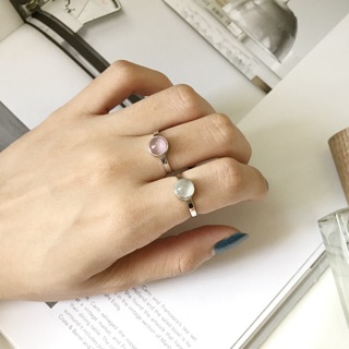(ảnh thật) Nhẫn bạc 925 mặt đá mắt mèo đơn giản sang trọng tinh tế
