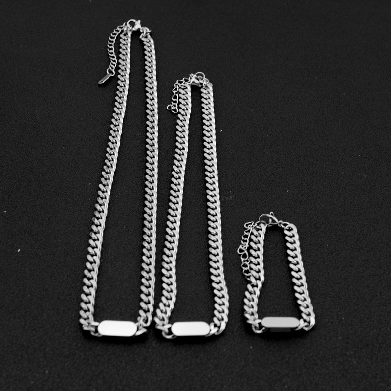 Vòng cổ Thép Titan Mặt Oval Phong Cách Hip Hop Cho Nam Nữ