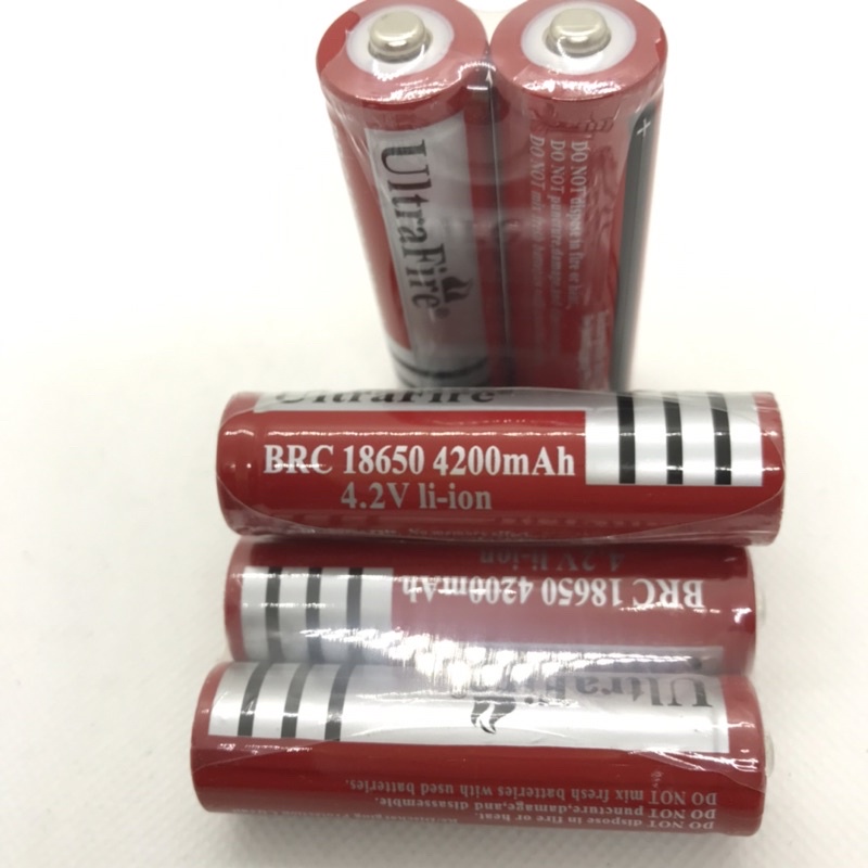 Pin sạc 4.2V (4V2) BRC 18650 4200mAh ULTraFire chất liệu Lithium-ion dùng cho đèn pin, quạt sạc, quạt mini...