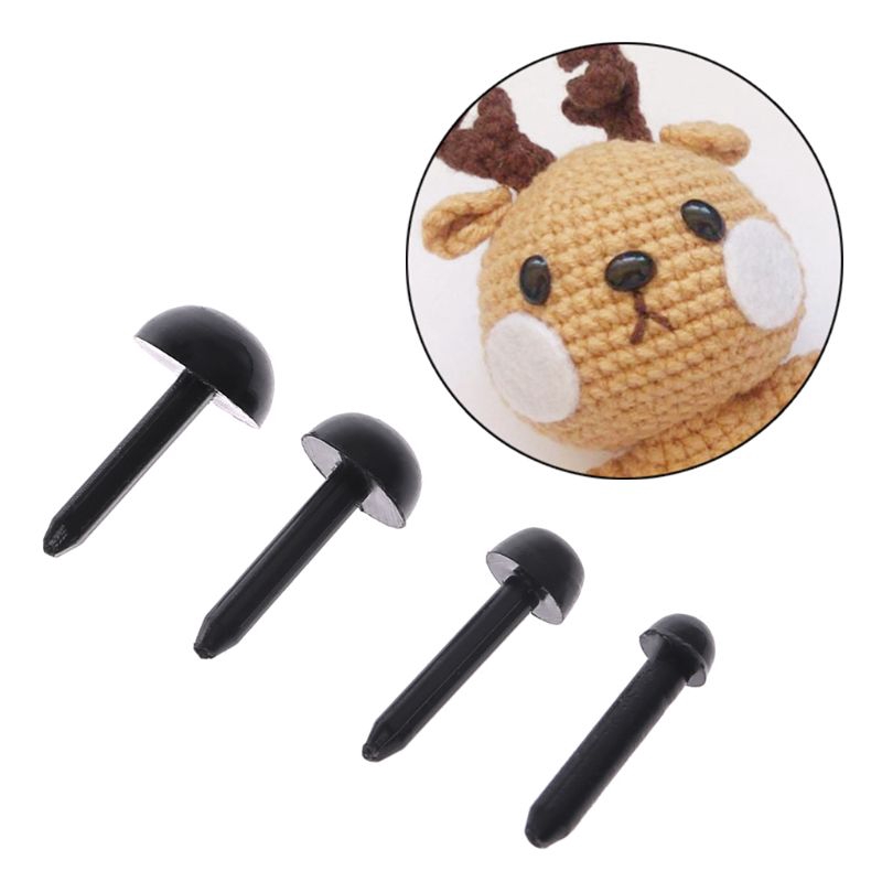 Bộ 100 mắt đồ chơi có chốt nhựa màu đen an toàn 3mm/4mm/5mm/6mm dùng để làm mắt cho búp bê gấu bông tự làm cho trẻ em