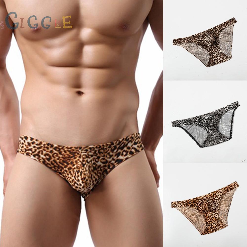 1pcs Men Sexy Underwears Leopard Printed Briefs Low Rise Breathable Underpants
